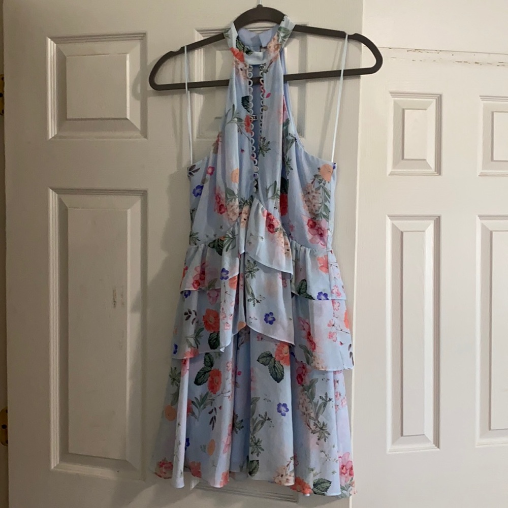 Express light blue floral ruffle dress - 2